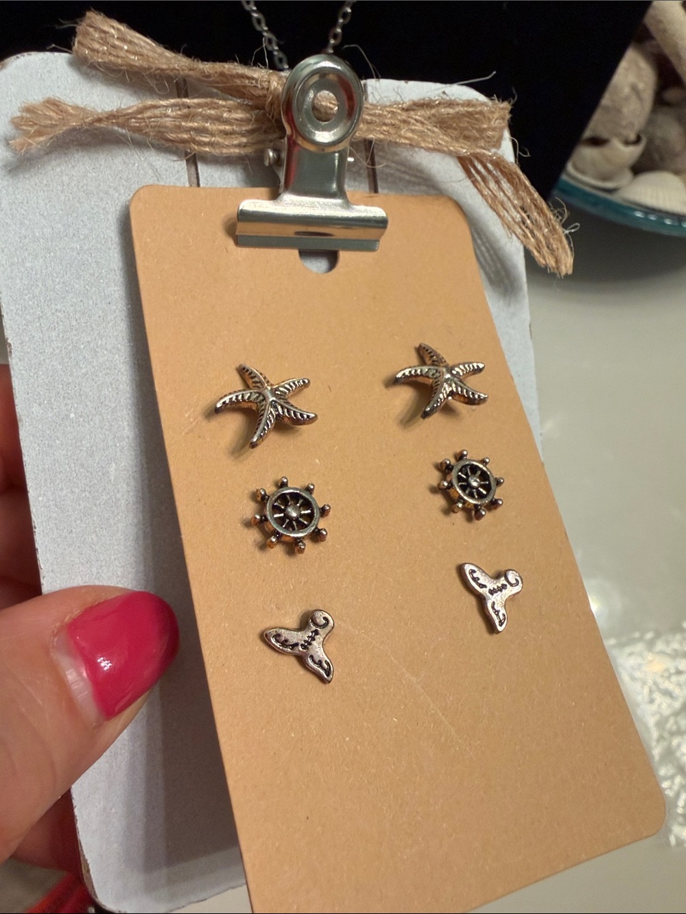 Silver Nautical Stud Earring Set - Picture 2 of 2